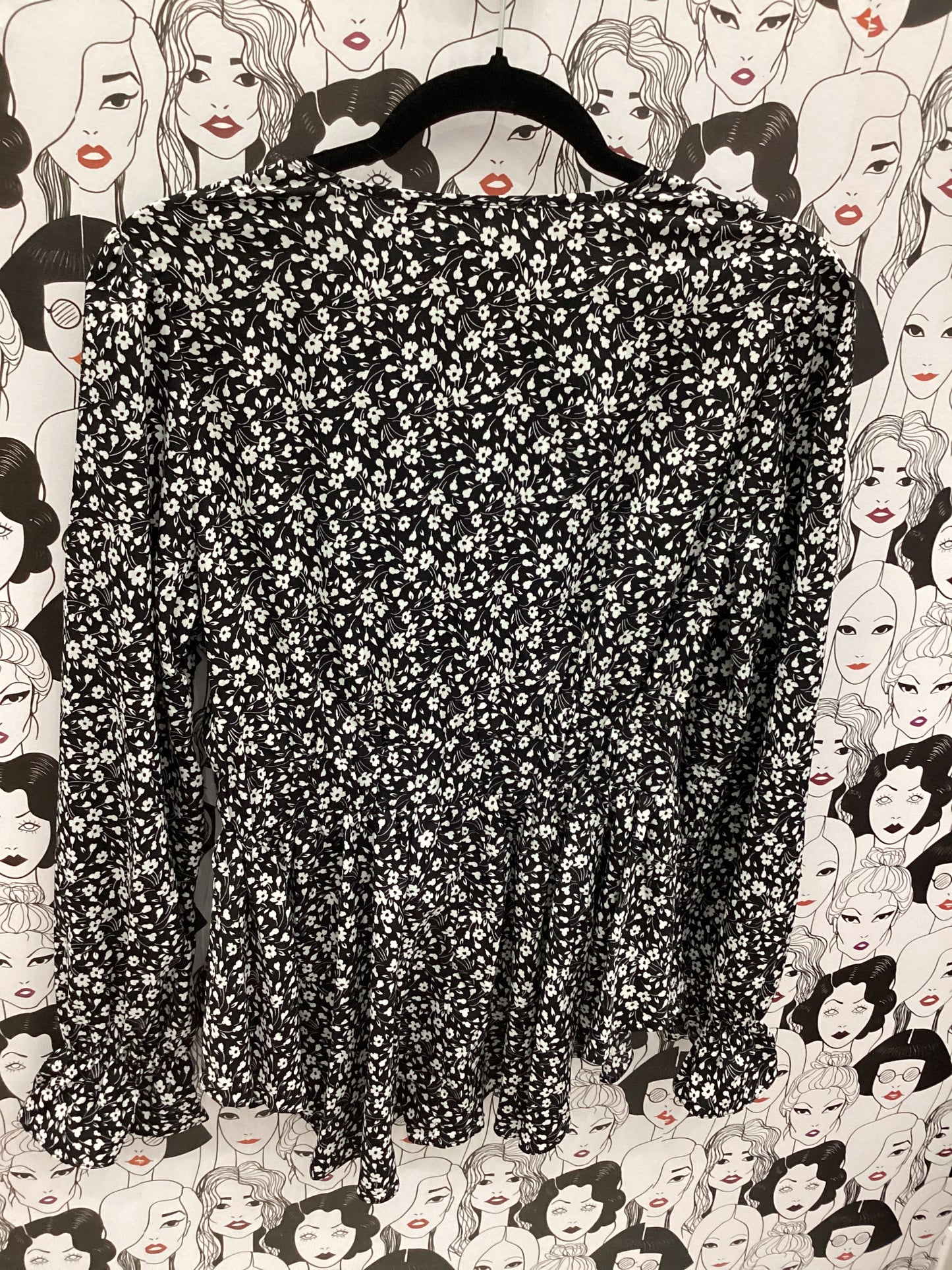 Black floral blouse