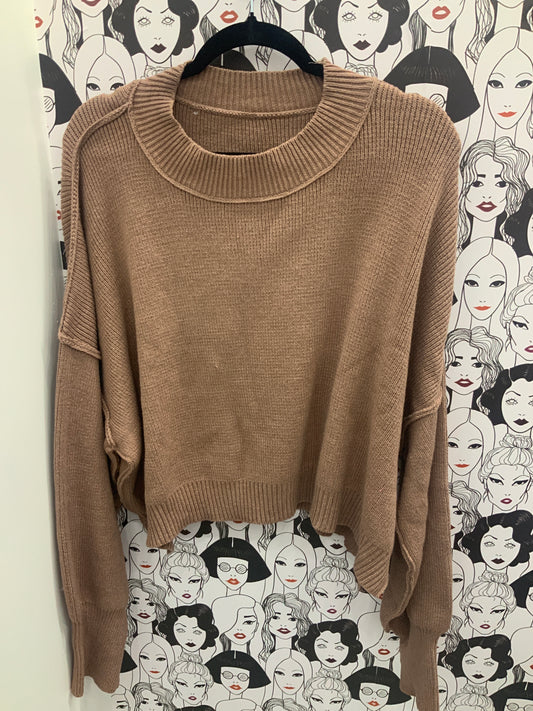 Oversized Crop Sweater Brown