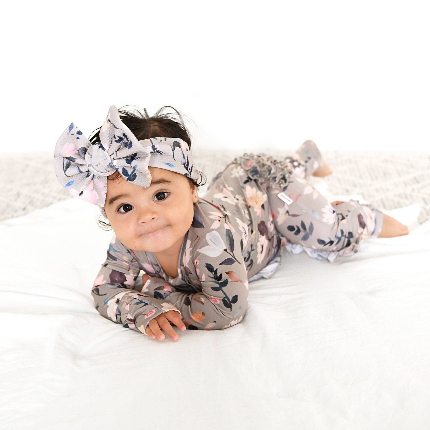 Tatum RUFFLE ZIP Bamboo One Piece Floral Baby Clothing: 0-3m