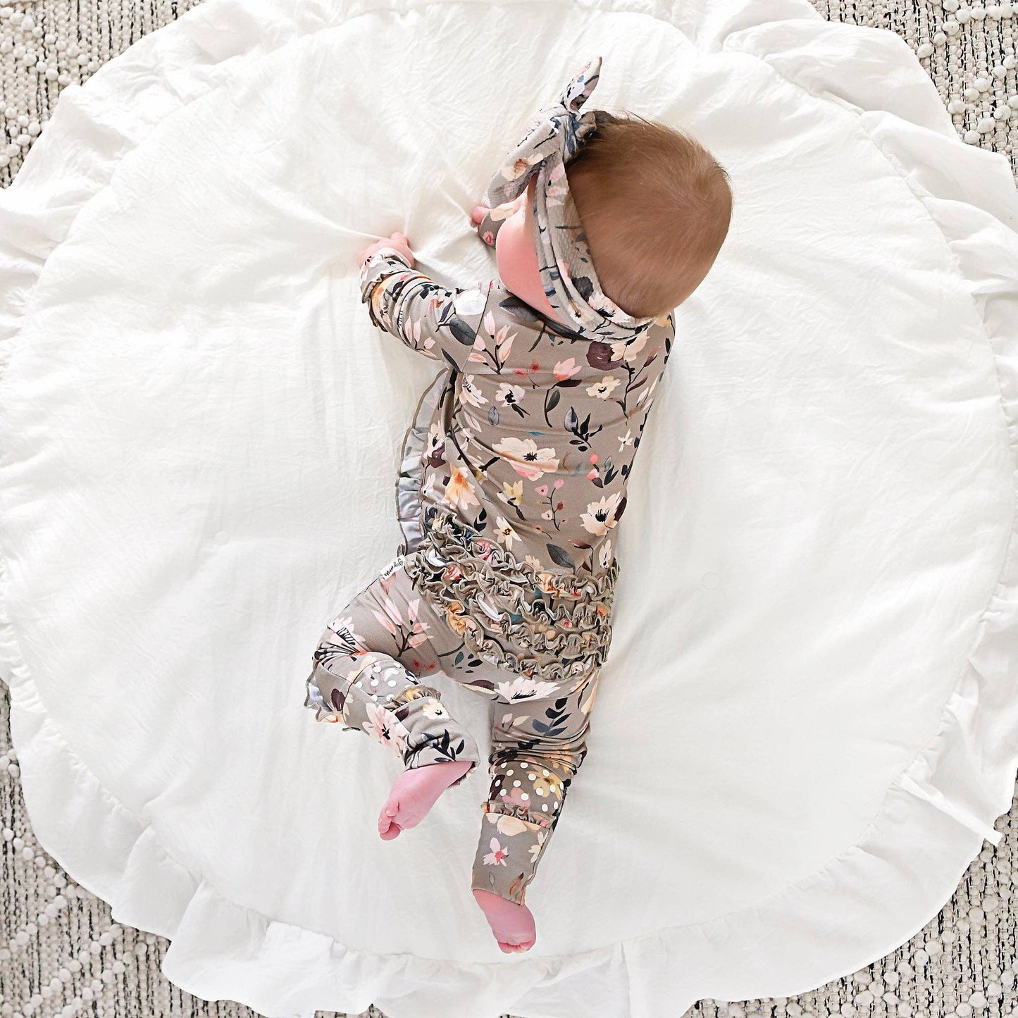 Tatum RUFFLE ZIP Bamboo One Piece Floral Baby Clothing: 3-6m