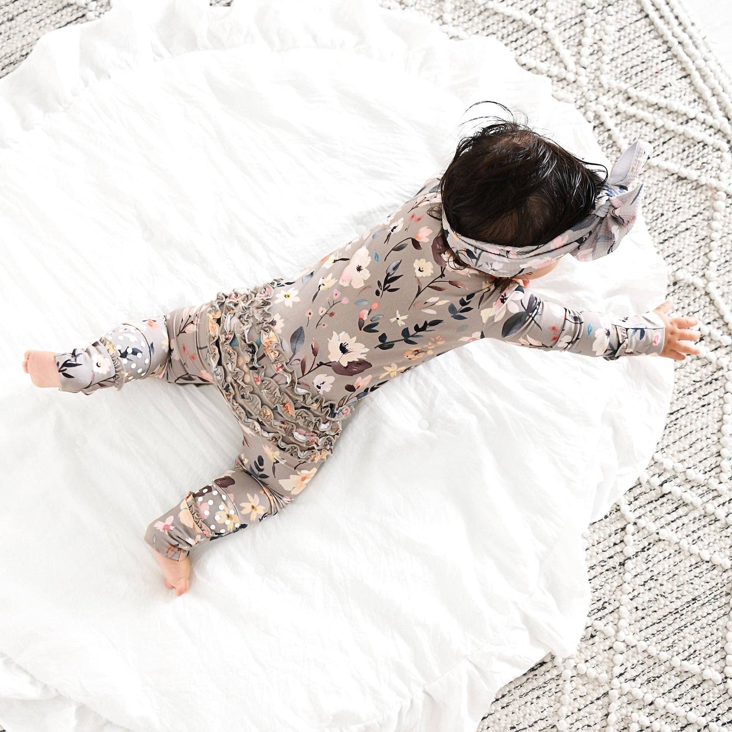 Tatum RUFFLE ZIP Bamboo One Piece Floral Baby Clothing: 0-3m
