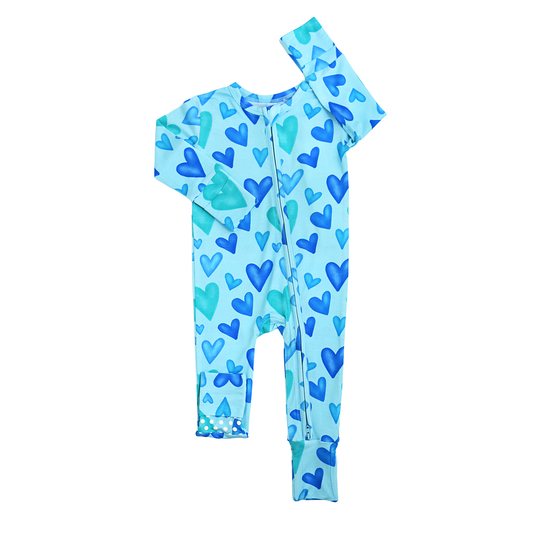 Cruz ZIP Valentines Day Bamboo One Piece Two Way Zipper Baby: 3-6m
