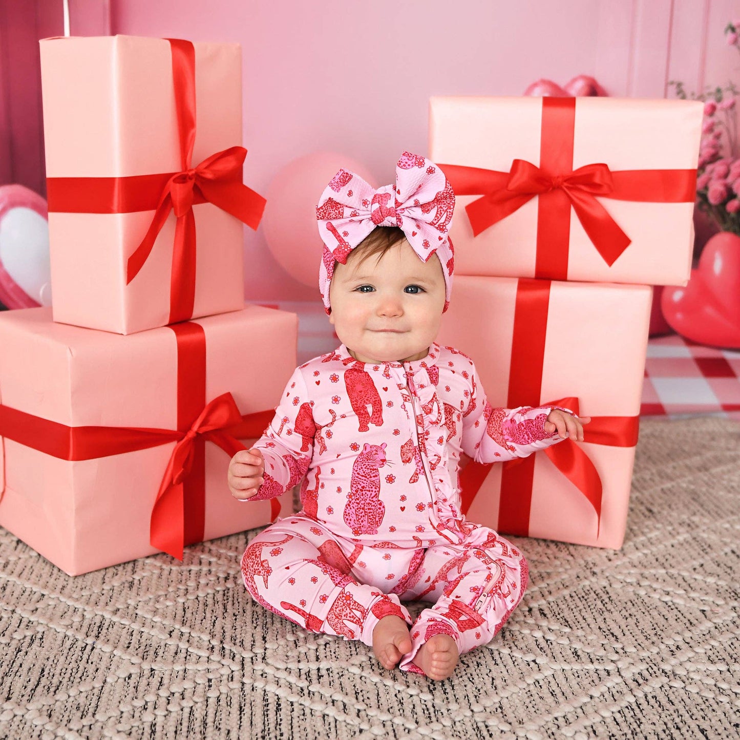 Cambrie RUFFLE ZIP Valentines Day Bamboo 1PC Two Way Zipper: 0-3m