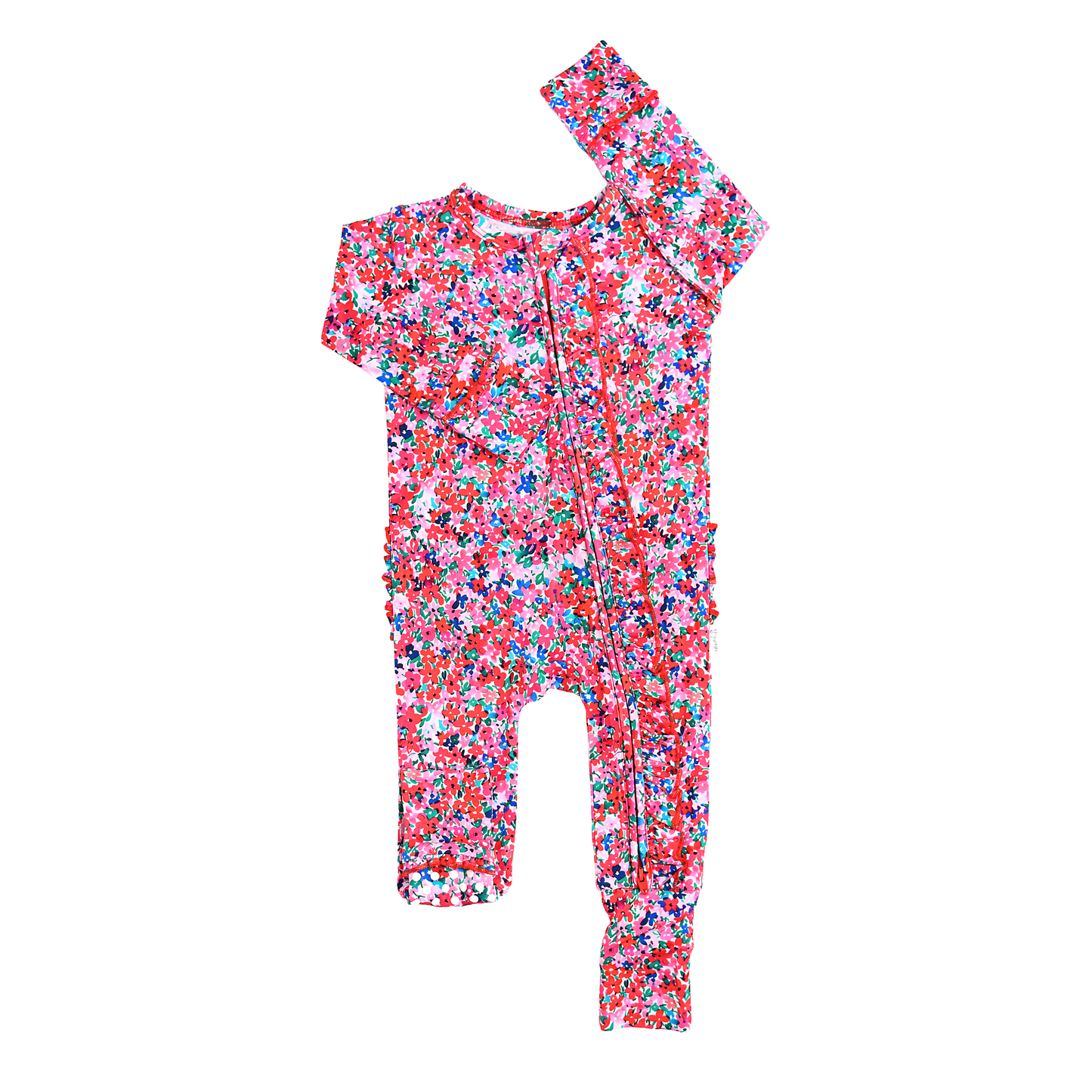 Juliette RUFFLE ZIP Valentines Day Bamboo Baby One Piece: 0-3m