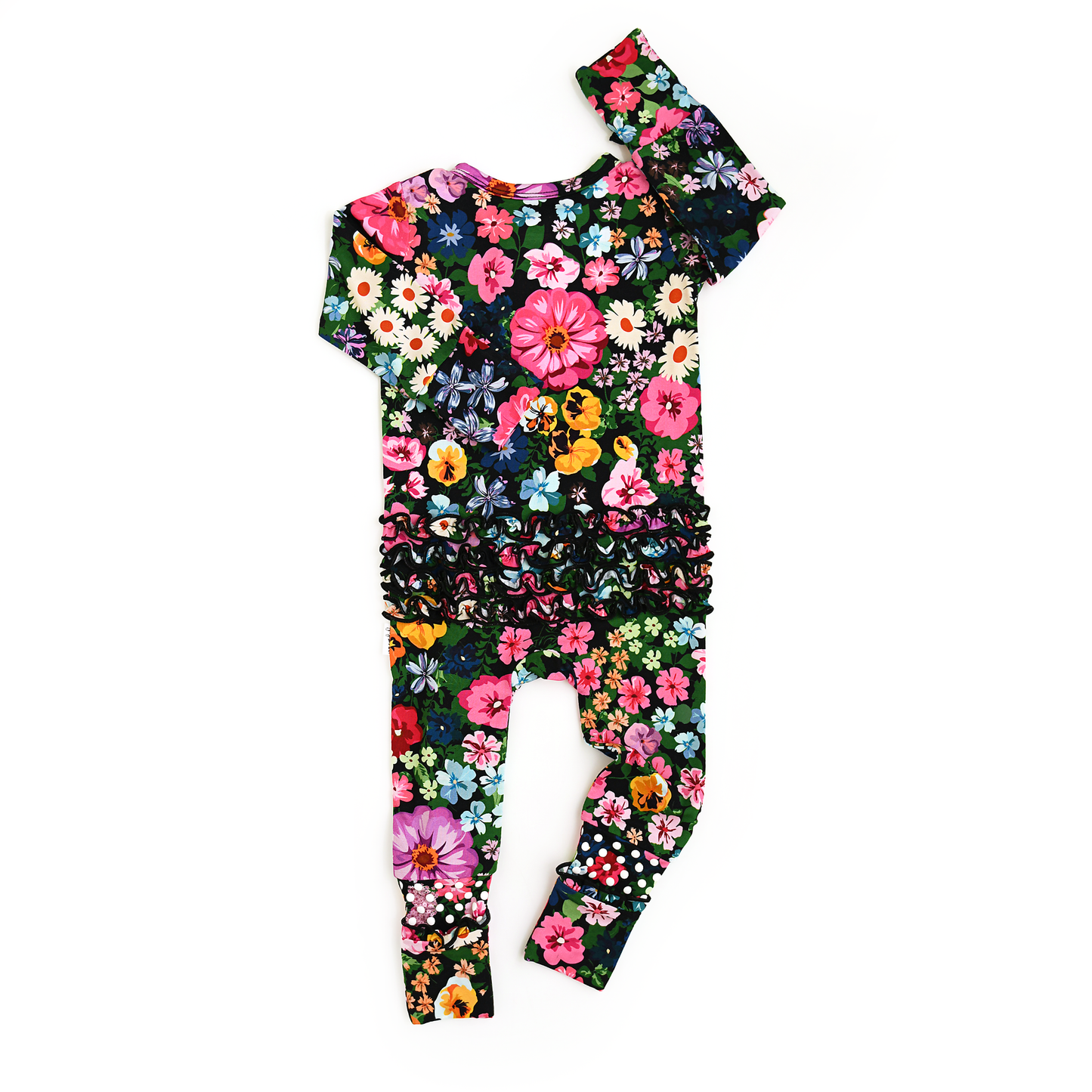 Cassandra RUFFLE ZIP Bamboo One Piece Floral Baby Clothing: 3-6m