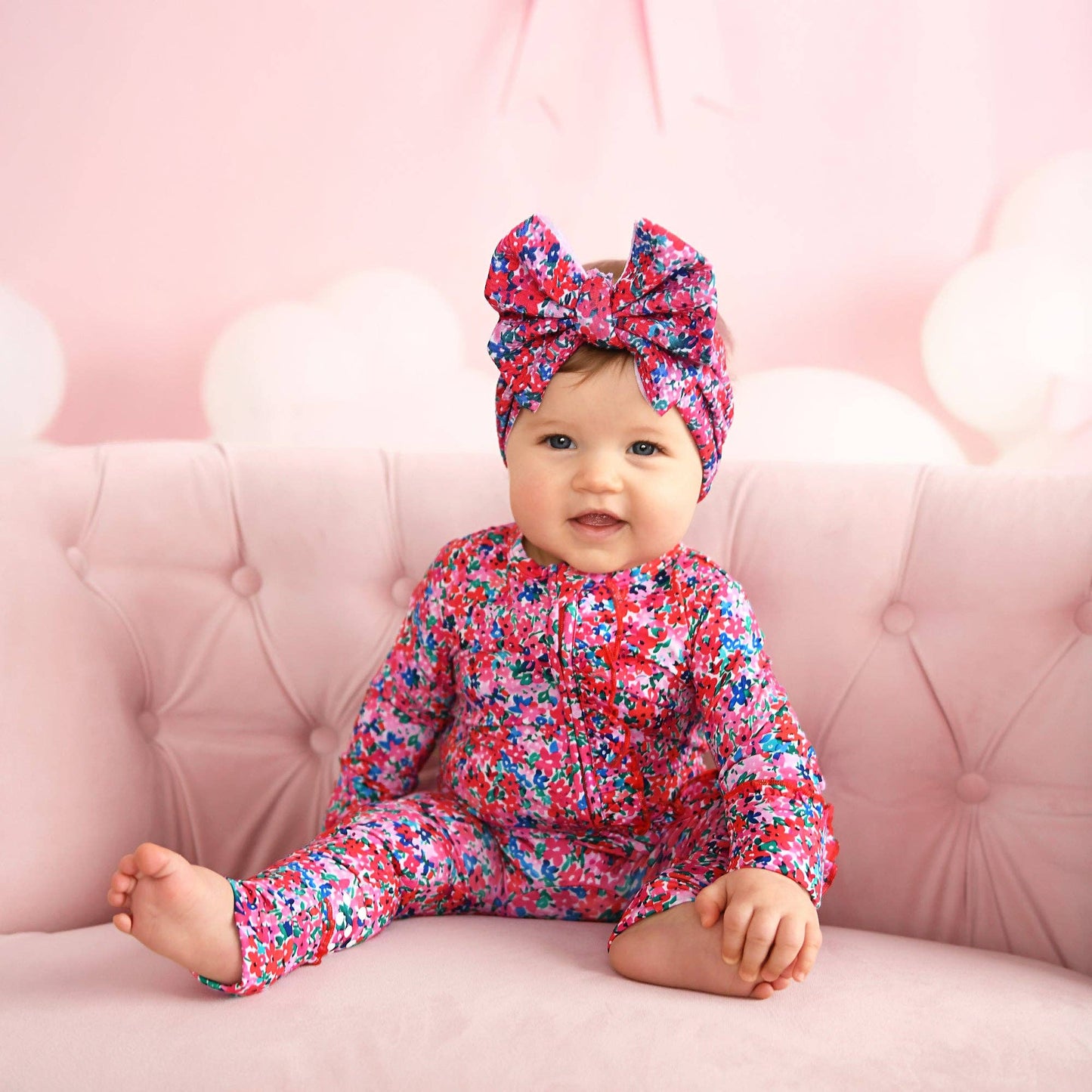 Juliette RUFFLE ZIP Valentines Day Bamboo Baby One Piece: 0-3m