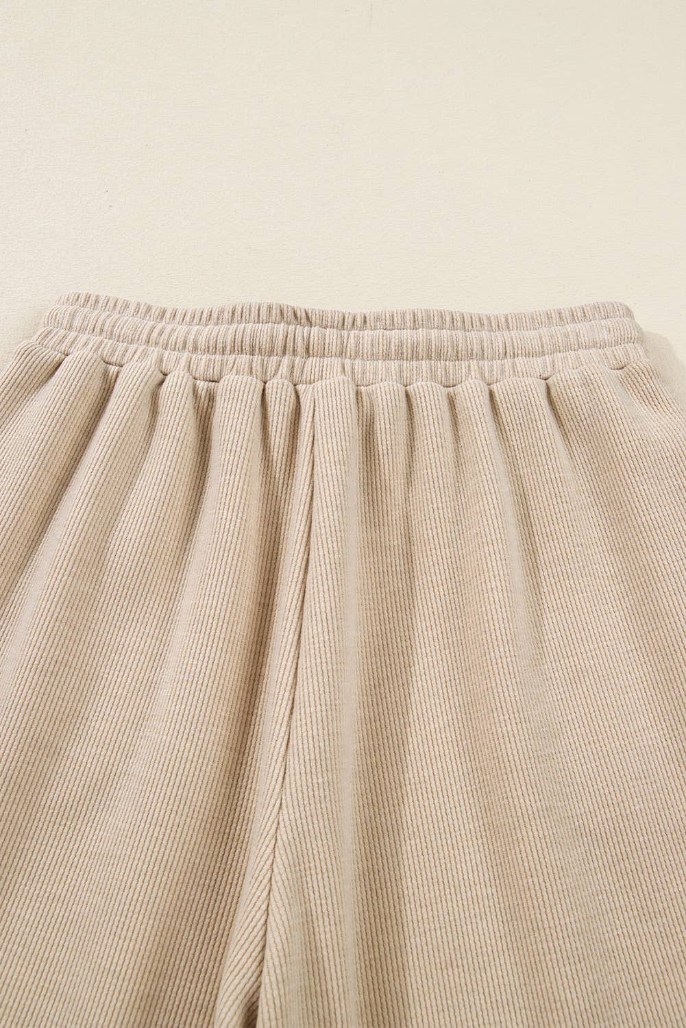 Drawstring Pullover Hoodie and High Waist Pants Corduroy Set: Leopard parchment / Missy / L