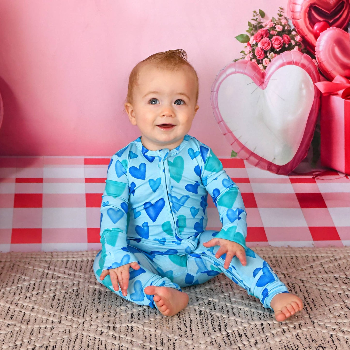 Cruz ZIP Valentines Day Bamboo One Piece Two Way Zipper Baby: 3-6m