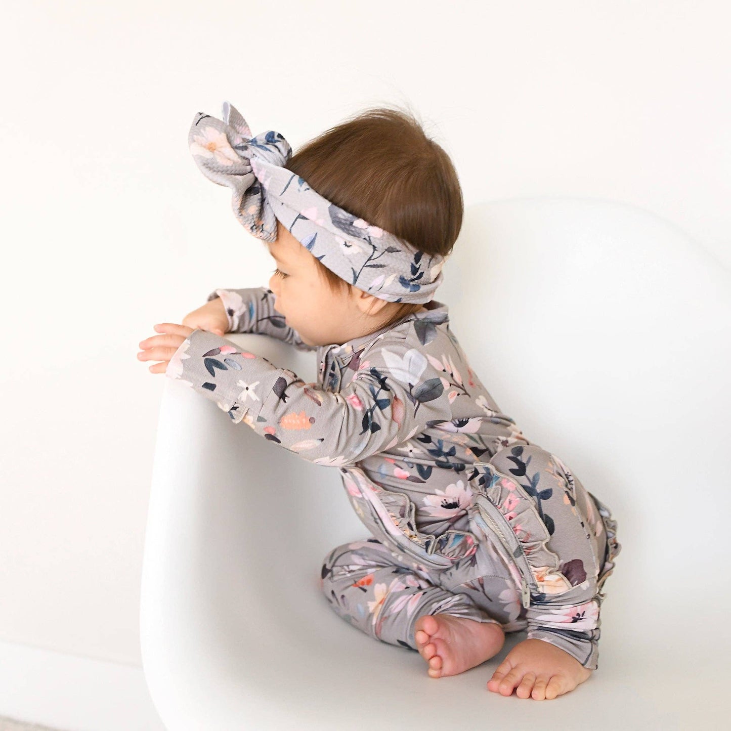 Tatum RUFFLE ZIP Bamboo One Piece Floral Baby Clothing: 3-6m