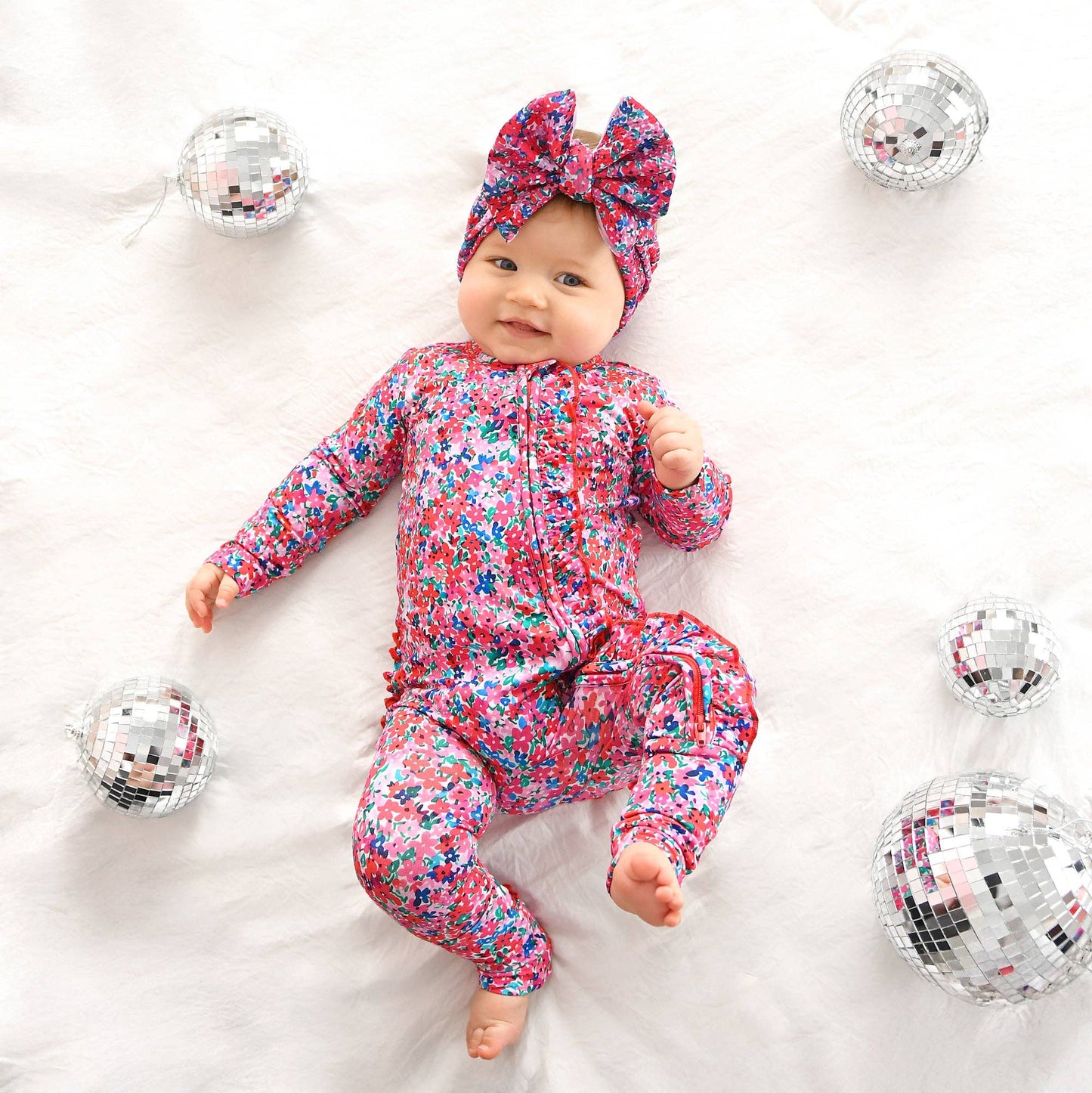 Juliette RUFFLE ZIP Valentines Day Bamboo Baby One Piece: 0-3m
