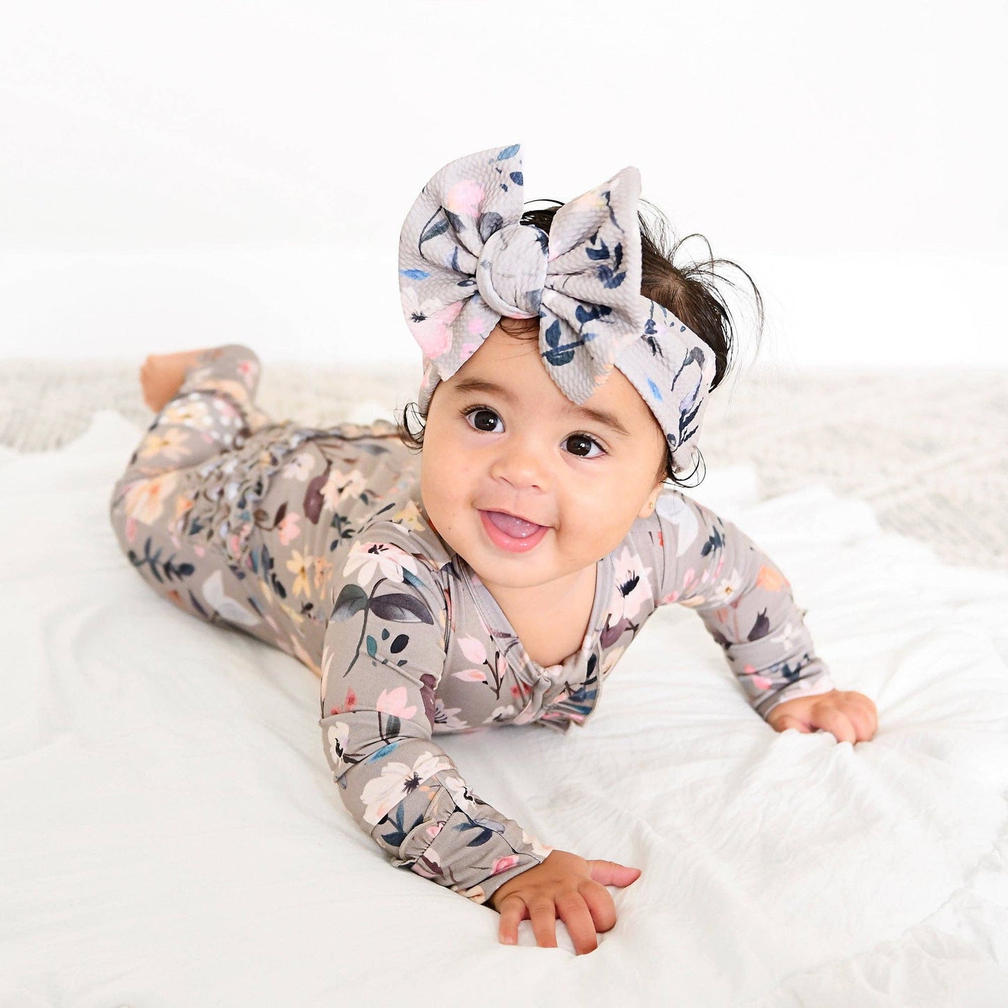 Tatum RUFFLE ZIP Bamboo One Piece Floral Baby Clothing: 0-3m