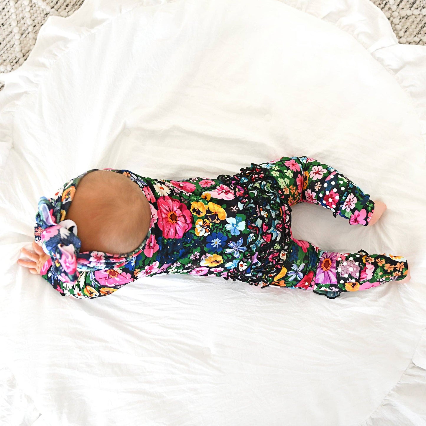 Cassandra RUFFLE ZIP Bamboo One Piece Floral Baby Clothing: 3-6m