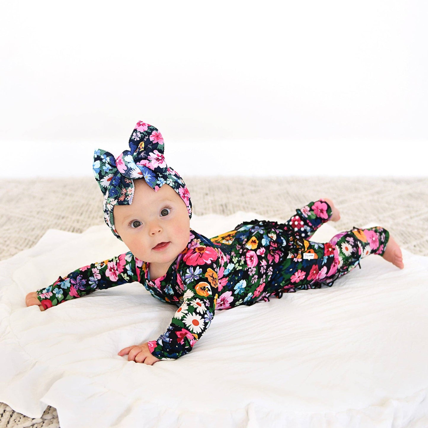 Cassandra RUFFLE ZIP Bamboo One Piece Floral Baby Clothing: 3-6m